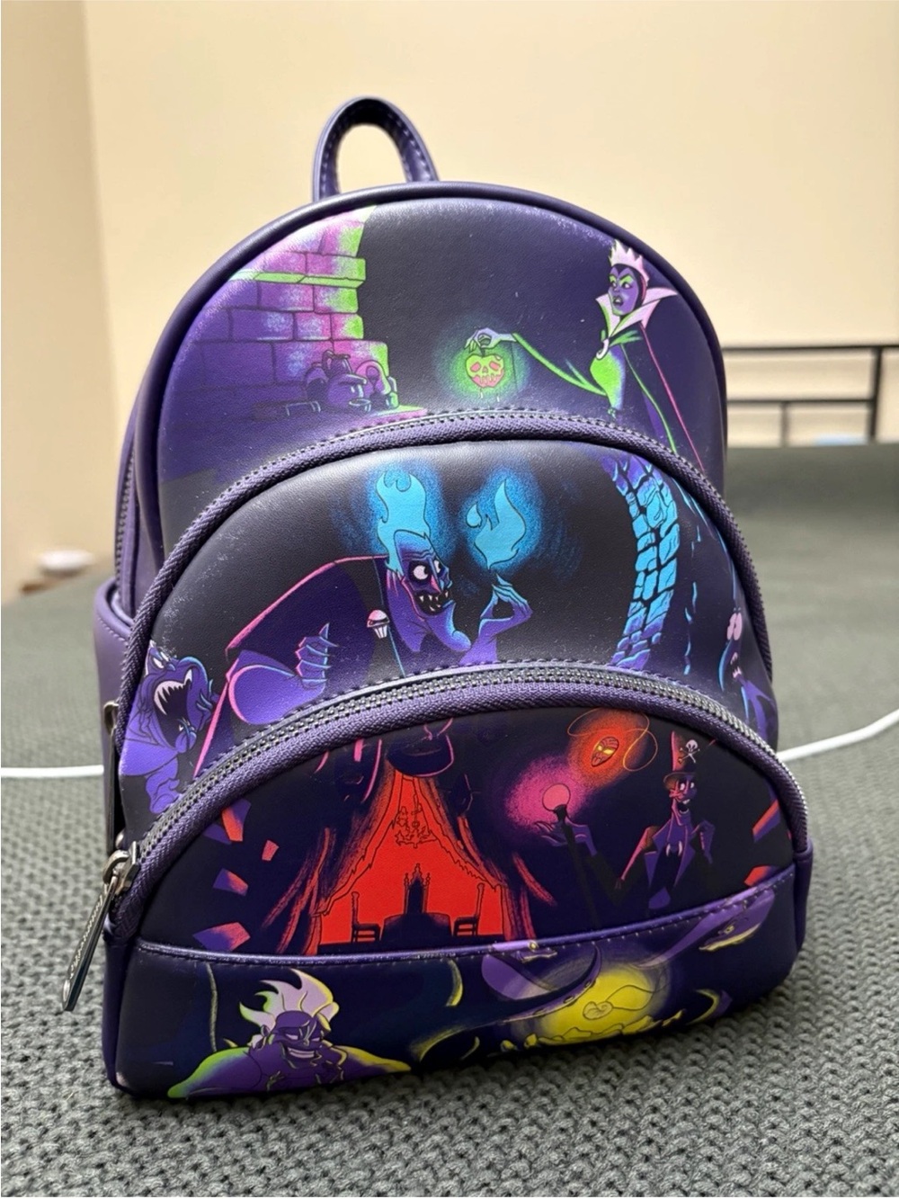 Disney Loungefly Villains Triple Pocket Glow in the Dark Mini Backpack